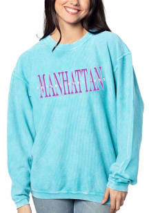 Manhattan Womens Light Blue Corded Crew Crew Sweatshirt