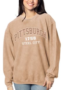 Pittsburgh Womens Tan Corded Crew Crew Sweatshirt
