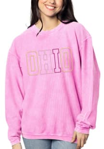 Ohio Womens Pink Corded Crew Crew Sweatshirt