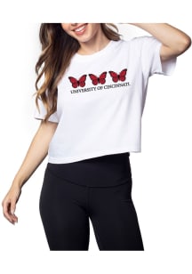 Cincinnati Bearcats Womens White Short N Sweet Crop Short Sleeve T-Shirt