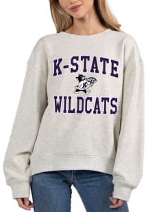 K-State Wildcats Womens Ash Old School Crew Sweatshirt