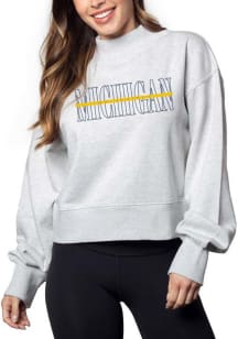 Michigan Wolverines Womens Ash Hailey Crew Sweatshirt