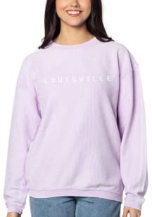Louisville Womens Purple Corded Crew Crew Sweatshirt