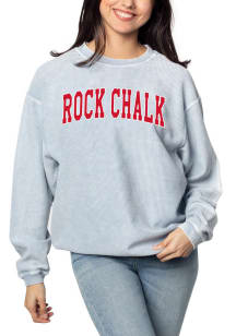 Kansas Jayhawks Womens Light Blue Corded Crew Sweatshirt