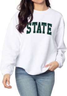 Michigan State Spartans Womens White Corded Crew Sweatshirt