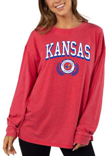 Kansas Jayhawks Womens Red Forever LS Tee