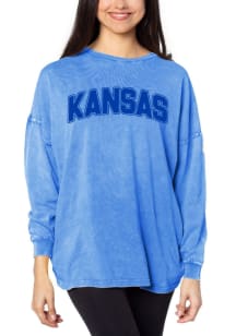 Kansas Jayhawks Womens Blue Big LS Tee