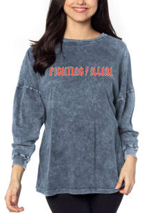 Illinois Fighting Illini Womens Navy Blue Big LS Tee