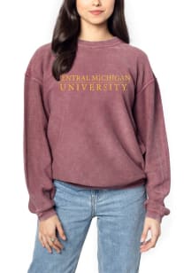 Central Michigan Chippewas Womens Maroon Corded Crew Sweatshirt