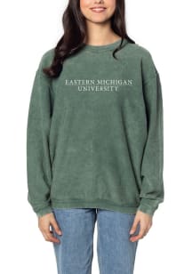 Eastern Michigan Eagles Womens Green Corded Crew Sweatshirt