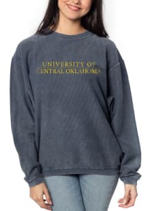 Central Oklahoma Bronchos Womens Navy Blue Corded Crew Sweatshirt