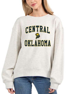 Central Oklahoma Bronchos Womens Ash Old School Crew Sweatshirt