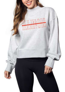 Illinois Fighting Illini Womens Ash Hailey Crew Sweatshirt