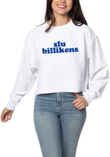 Saint Louis Billikens Womens White Boxy Corded Crew Sweatshirt
