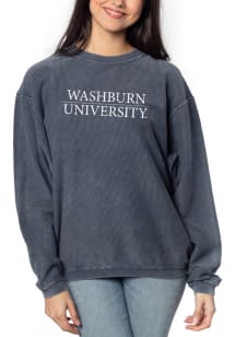 Washburn Ichabods Womens Navy Blue Corded Crew Crew Sweatshirt