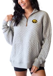 Iowa Hawkeyes Womens Grey Quilted Qtr Zip