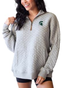 Michigan State Spartans Womens Grey Quilted Qtr Zip