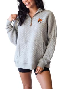 Oklahoma State Cowboys Womens Grey Quilted Qtr Zip