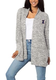 Illinois Fighting Illini Womens Grey Campus Long Sleeve Cardigan
