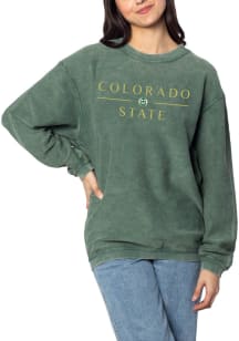 Colorado State Rams Womens Green Corded Crew Sweatshirt