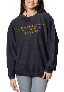 Grambling State Tigers Womens Black Corded Crew Sweatshirt