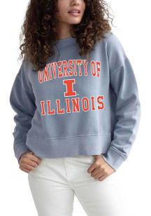 Illinois Fighting Illini Womens Navy Blue Malibu Crew Sweatshirt