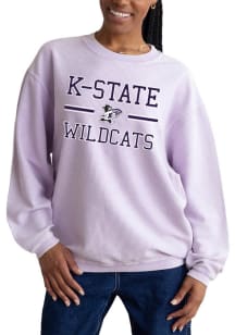 K-State Wildcats Womens Lavender Corded Willie Crew Sweatshirt