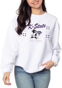 K-State Wildcats Womens White Corded Willie Crew Sweatshirt