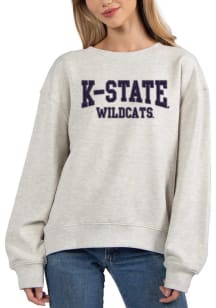 K-State Wildcats Womens Grey Chenille Old School Crew Sweatshirt