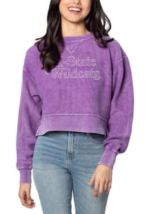 K-State Wildcats Womens Purple Corded Boxy Crew Sweatshirt