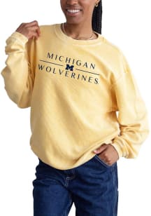 Michigan Wolverines Womens Gold Corded Crew Sweatshirt