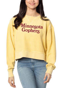 Minnesota Golden Gophers Womens Gold Corded Boxy Crew Sweatshirt