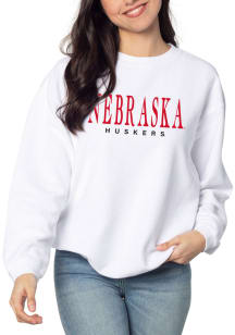 Nebraska Cornhuskers Womens White Corded Crew Sweatshirt