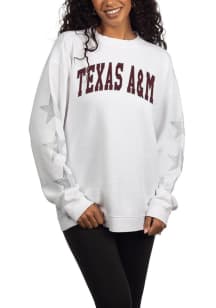 Texas A&M Aggies Womens White Rhinestone Stars Campus Crew Sweatshirt