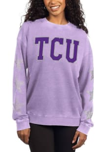 TCU Horned Frogs Womens Lavender Rhinestone Stars Campus Crew Sweatshirt