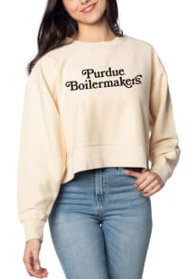 Purdue Boilermakers Womens Natural Corded Boxy Crew Sweatshirt