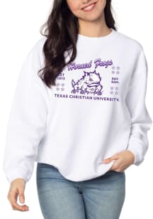 TCU Horned Frogs Womens White Corded Crew Sweatshirt