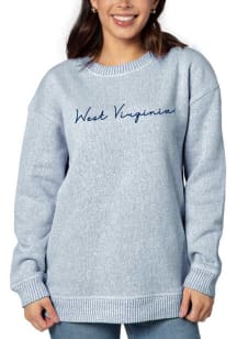 West Virginia Mountaineers Womens Navy Blue Warm Up Crew Sweatshirt