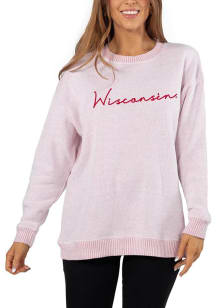 Wisconsin Badgers Womens Red Warm Up Crew Sweatshirt