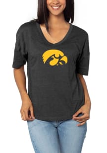 Iowa Hawkeyes Womens Black Happy Short Sleeve T-Shirt