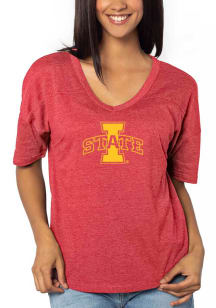 Iowa State Cyclones Womens Crimson Happy Short Sleeve T-Shirt