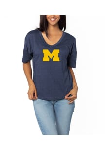 Michigan Wolverines Womens Blue Happy Short Sleeve T-Shirt