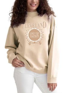 Cleveland Womens Oatmeal Mock Neck Crew Sweatshirt