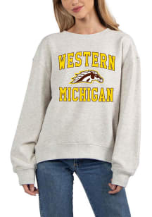 Western Michigan Broncos Womens Ash Old School Crew Sweatshirt
