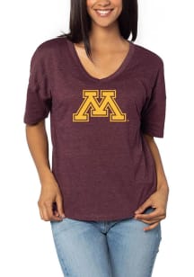 Minnesota Golden Gophers Womens Maroon Happy Short Sleeve T-Shirt