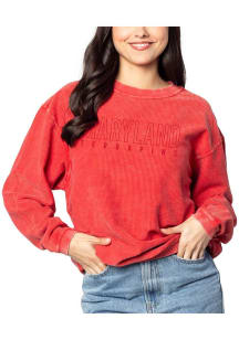 Maryland Terrapins Womens Red Corded Crew Sweatshirt