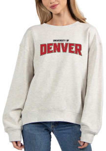 Denver Pioneers Womens Grey Old School Crew Sweatshirt