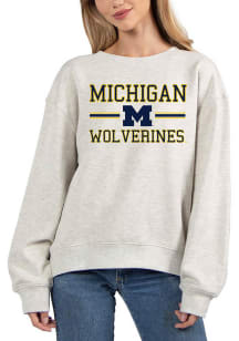 Michigan Wolverines Womens Ash Old School Crew Sweatshirt