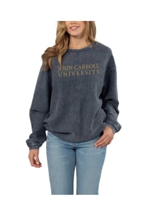John Carroll Blue Streaks Womens Navy Blue Corded Crew Sweatshirt
