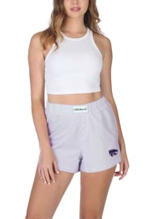K-State Wildcats Womens Purple Striped Boxer Shorts